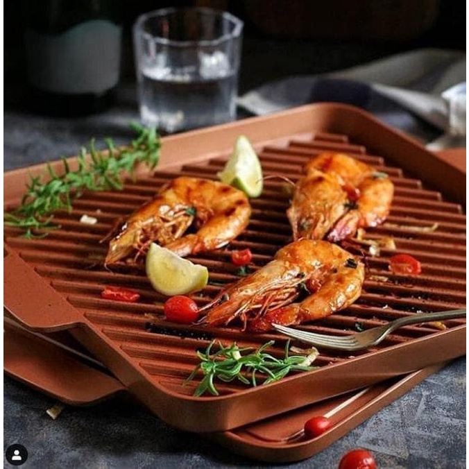 Grill Pan Copper Anti Lengket Free PFOA Debellin
