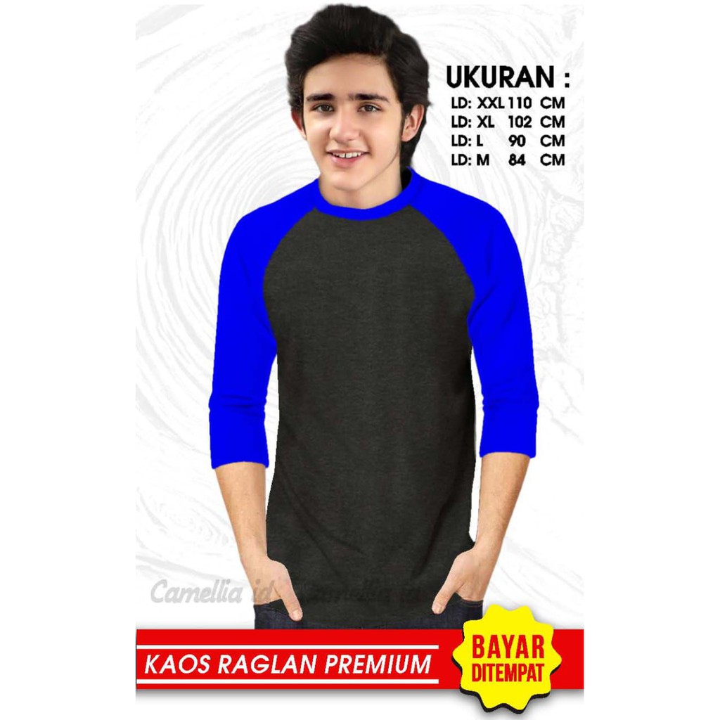 Kaos Raglan (POLOS)/Kaos Pria Lengan 3/4/ Kaos Pria/ Kaos Cowok/ Kaos Oblong/Misty/Oblong