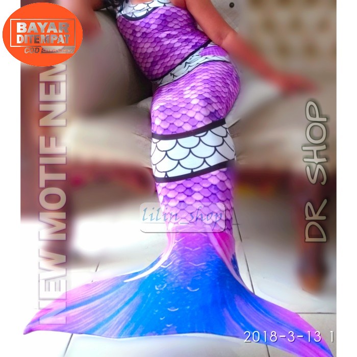 Duyung Renang Ekor Mermaid Kostum Cosplay Anak Atau Dewasa Fashion Kos LZ355 New Motif Ariel Kostu
