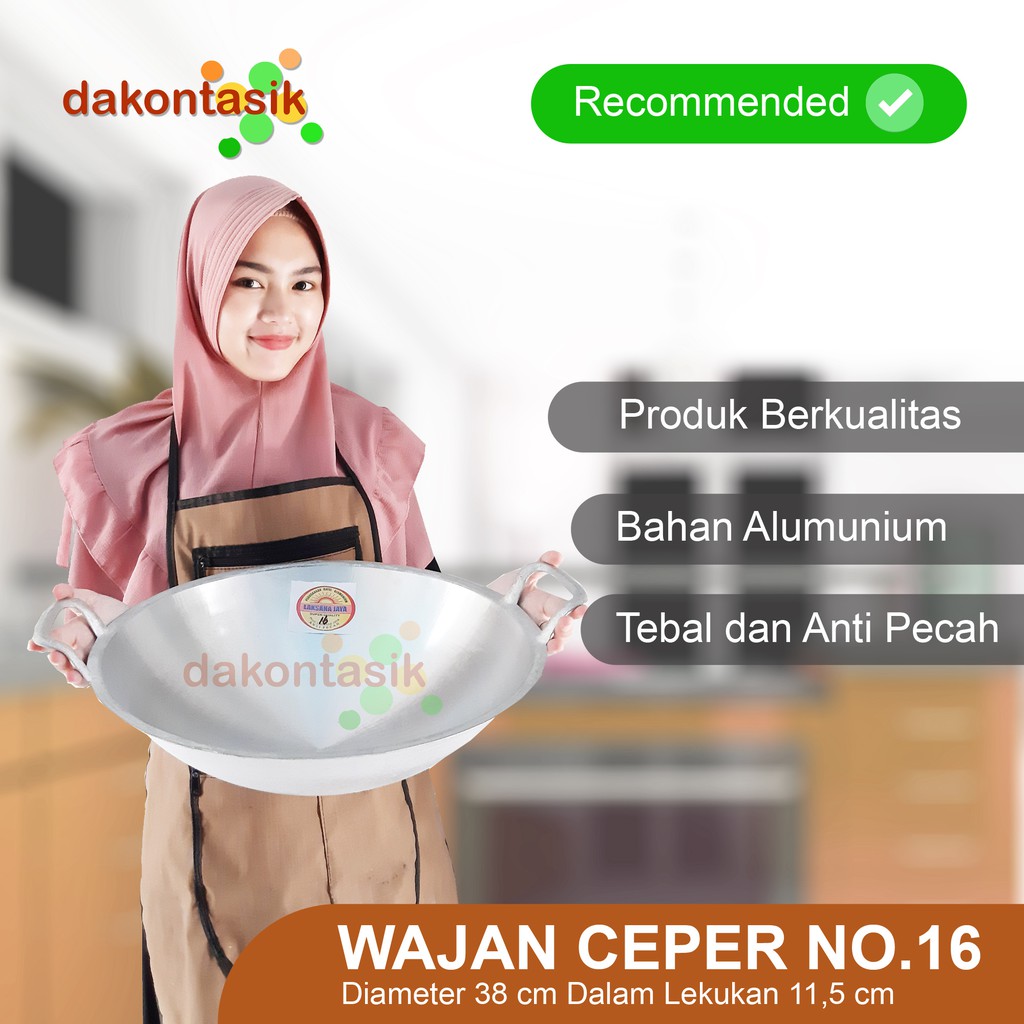 DAKONTASIK - Wajan Ceper No 16 Kuali Penggorengan alumunium