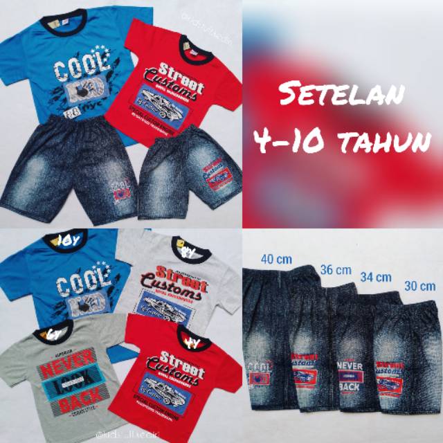 Setelan Anak Laki-laki Kaos Denim