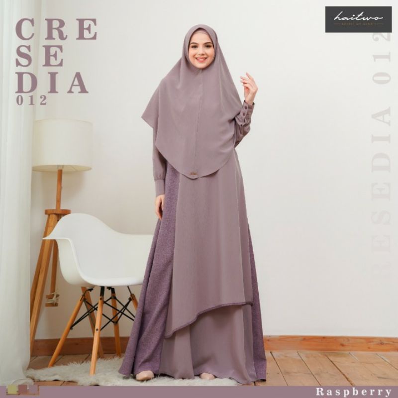 HAITWO CRESEDIA 012 -Cinnamon |Raspberry |Sunshine #Gamis Syari Set Hijab #New 2021#Haihai#Promo#COD