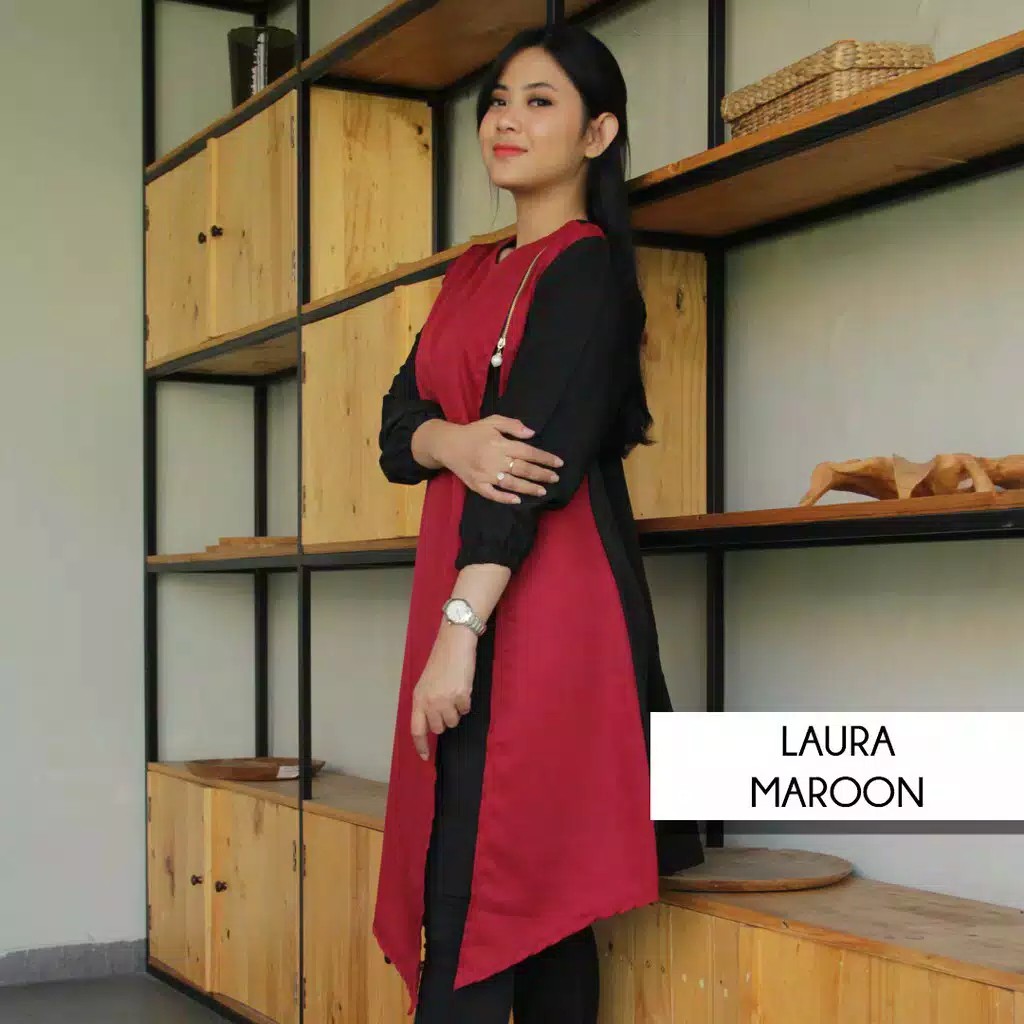 Setelan Linen by Zarra. Helma set - Atasan Long Tunik dan Bawah Celana Panjang Linen 01/02