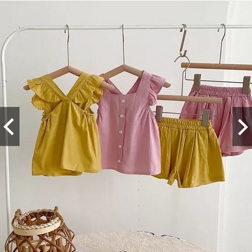 Setelan Anak Perempuan / Set YUGARI Balita Perempuan Ruffle &amp; Celana Hotpant 1-5 thn