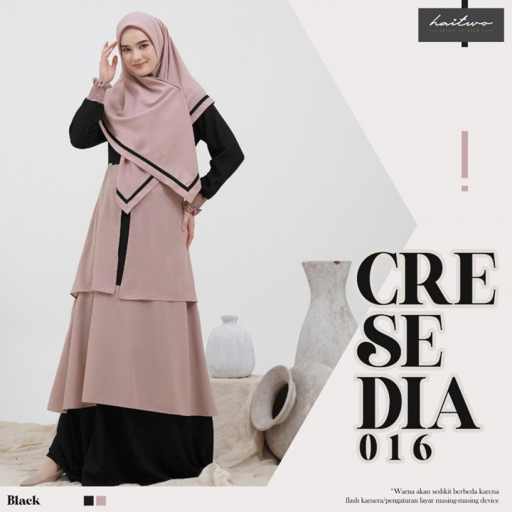 Gamis Haitwo Cresedia 016 By HAITWO set Hijab Segi4 Terbaru