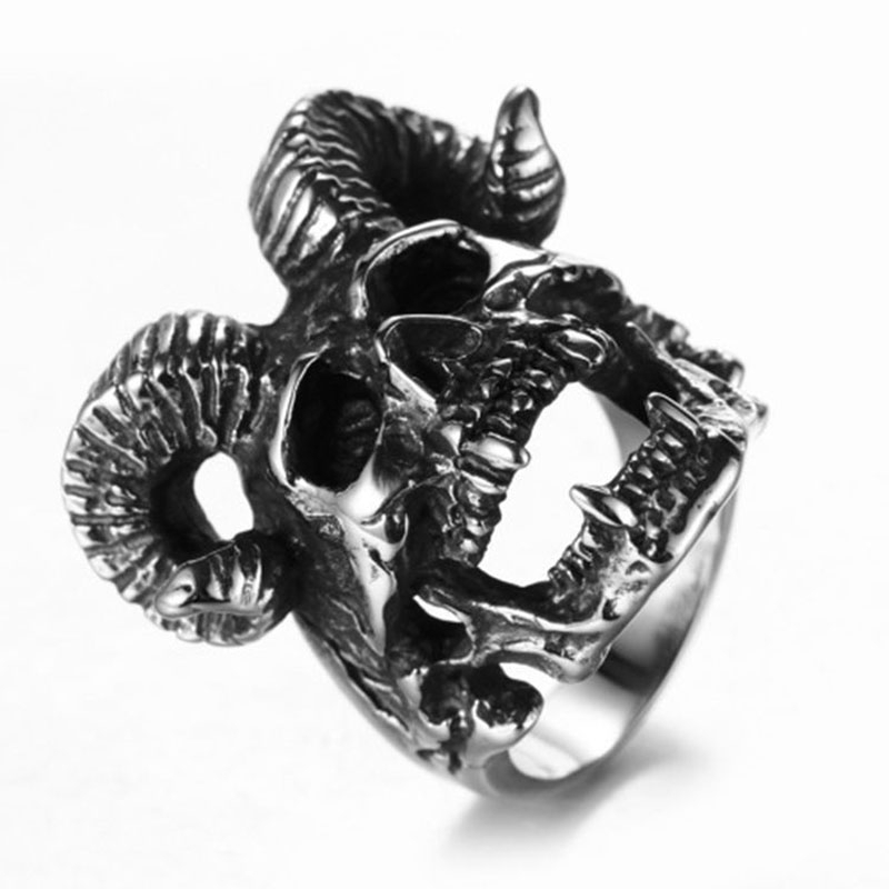 Vintage Men's Fashion Stainless Steel Skull Ring Hip Hop Party Jewelry Accessories