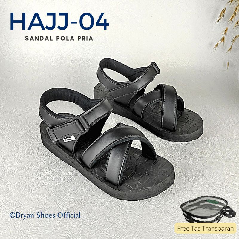 04 BRYAN YSK Sepatu Sandal Haji Umroh Silang Ninja Gunung Size 36-40 41 42 43 Hitam (Pola Besar Pria)