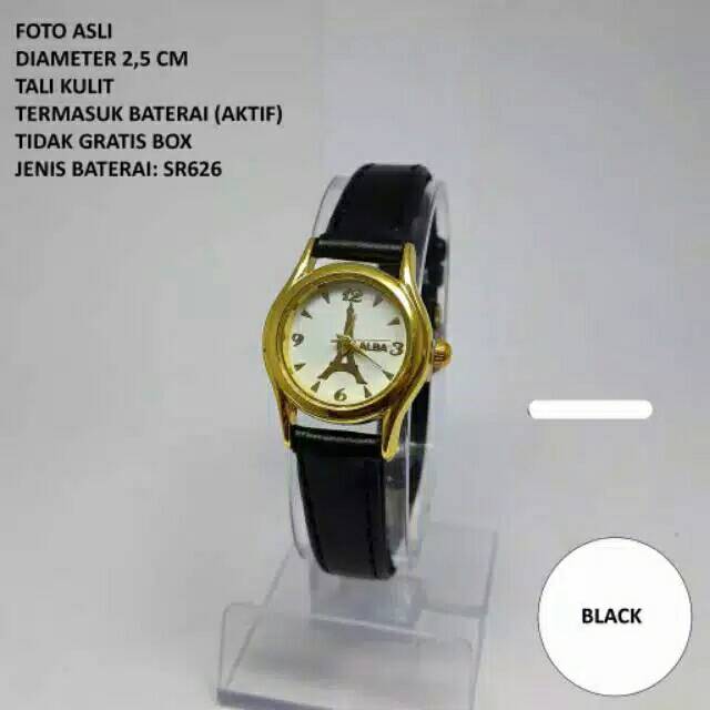 Jam Tangan Wanita Alba Strap Kulit Ring Gold