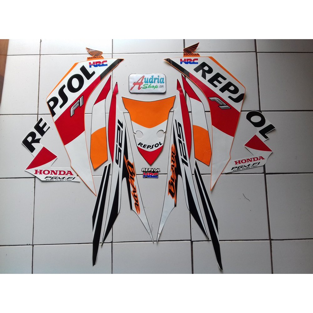 Variasi Striping Stiker Motor Honda Blade Repsol 125 FI 2014 Orange