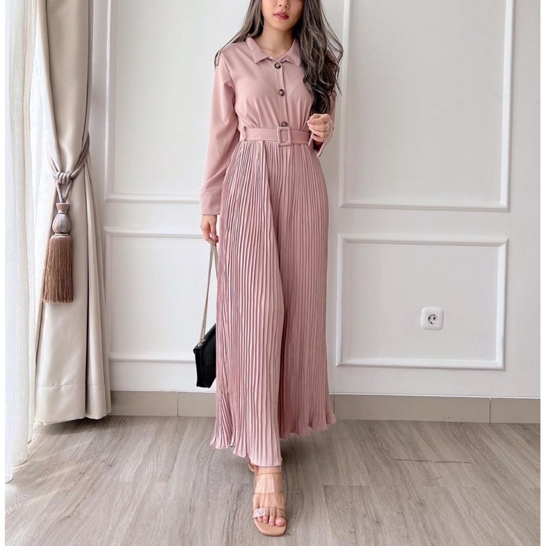 JUMPSUIT WANITA PANJANG KOREA PRISKET PLEATS PLISKET ALA KOREA KOREAN STYLE PREMIUM