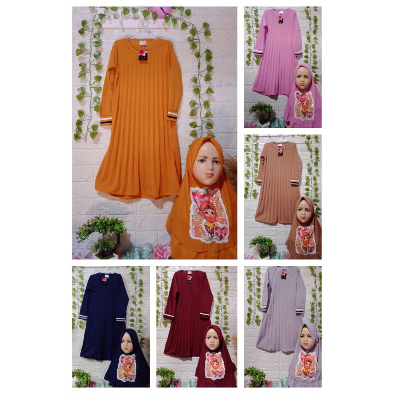 [1-5th] GAMIS ANAK JELITA/RENDA KUPU+JILBAB jersy  1-5 tahun / gamis anak set hijab jelita renda 1 2 3 4 5 tahun