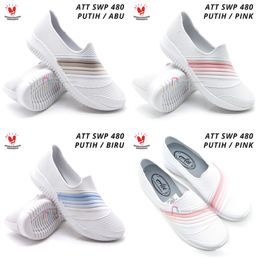 Sepatu Karet Wanita - Sepatu Slip On Karet Wanita ATT SWP 480 Putih - Anti Air &amp; Anti Slip