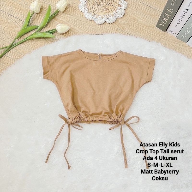 Atasan Anak Perempuan Crop Top Tali Serut Kiri dan Kanan/Atasan Elly Kids 1-5 Tahun Matt Babyterry