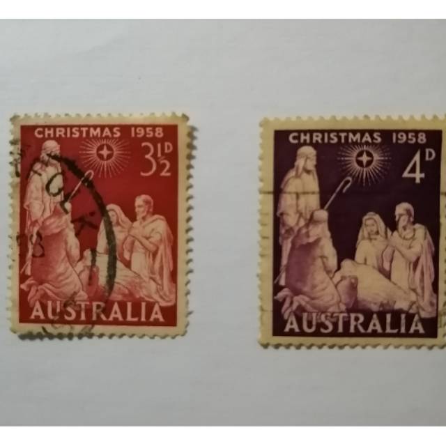 

Perangko kuno Australia Christmas tahun 1958 set isi 2 pcs