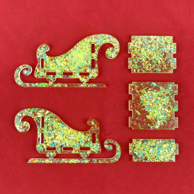 SIY Reindeer and Santa's Sleigh Resin Silicone Mold for Jewelry Container Home Decor