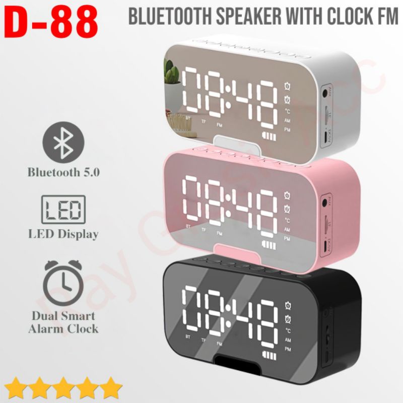 Speaker Bluetooth Jam alarm mirror D88 Stand HIGH BASS