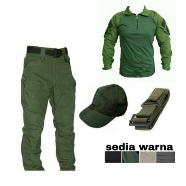 Seragam set tactical clna blackhawk +kaos bdu+topi bdu+sabuk blackhawk hijau