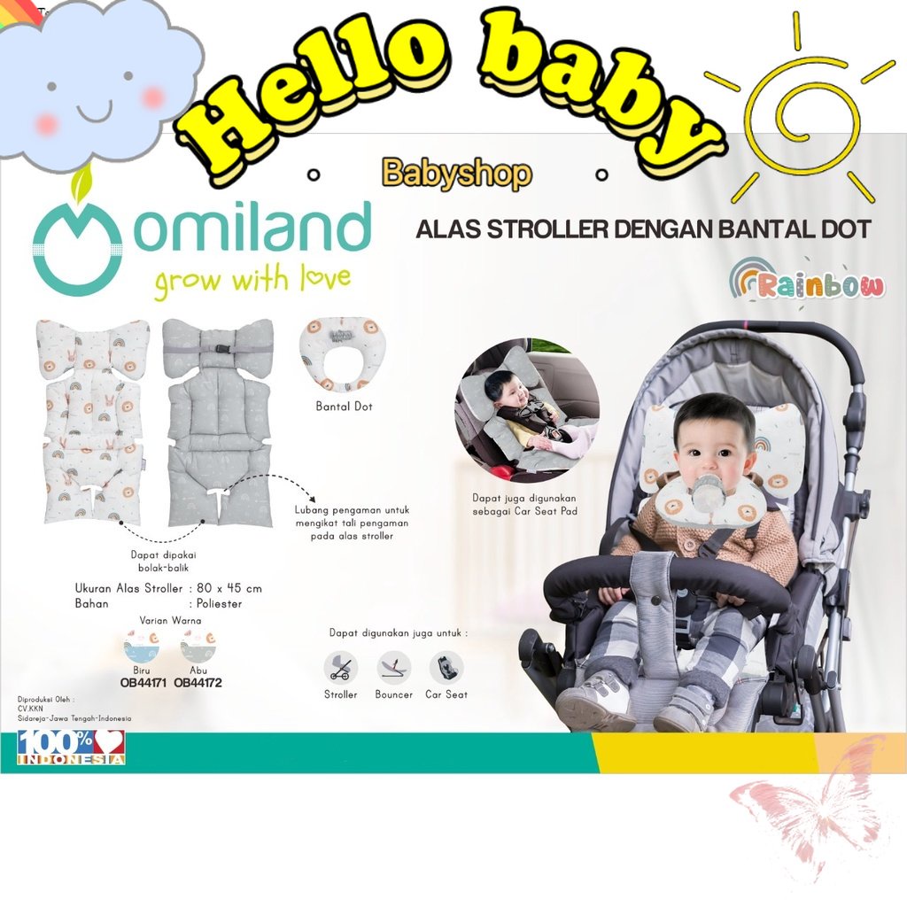 Omiland Alas Stroller / Bouncer / Car Seat + Bantal Dot Bahan Lembut Motif Rainbow Series - OB44171-2