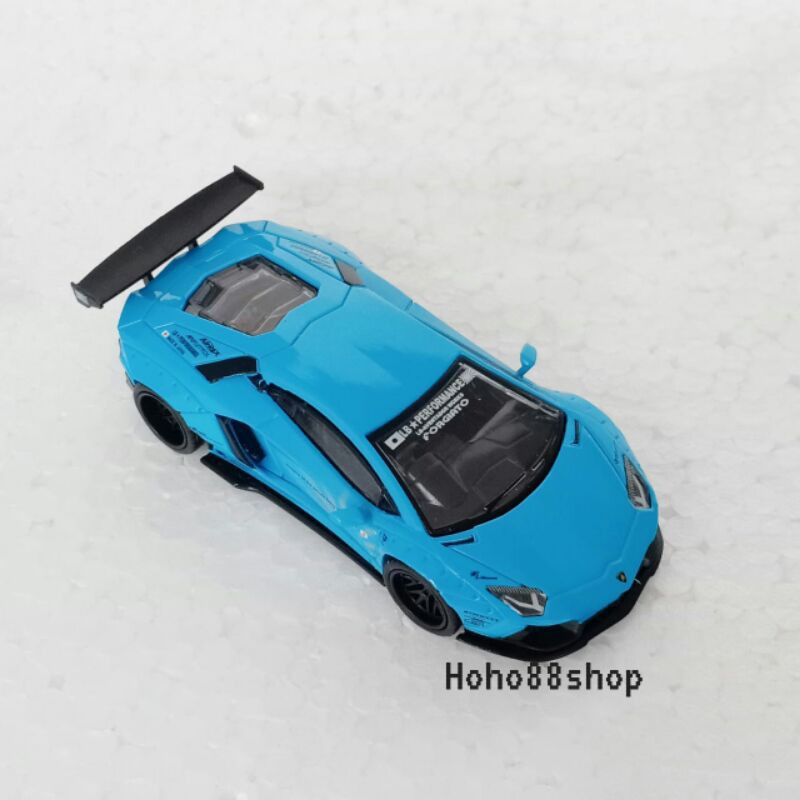 MiniGT Lamborghini Aventoador setir kanan no 57 Skala 64 Modif Liberty Walk Warna biru terang