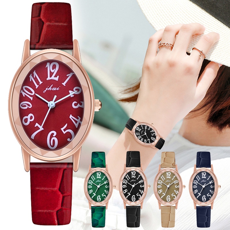 SANGCAKRA COD - Jam Tangan Wanita Fashion Kulit Retro Round Small Women Watches Analog Cewek Dengan Strap Pu Leather Dial Angka Korean Fashion Import - JW52