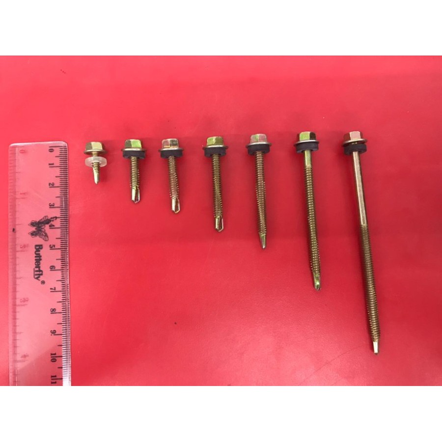 baut roofing sekrup ruping kuning atap kanopi polikarbonat - 2 cm