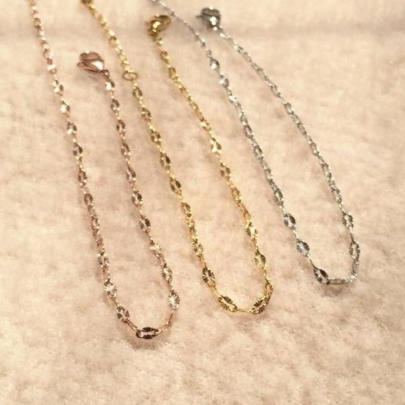 Lagi Tren.. 376# 424# Gelang and Gelang kaki Wanita titanium Model Rantai Polos lapis emas 18k