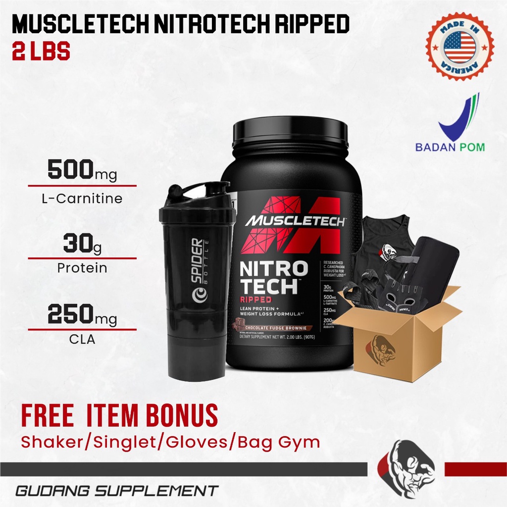 Muscletech Nitrotech Ripped 2 Lbs Nitro tech Ripped Whey+Fat loss