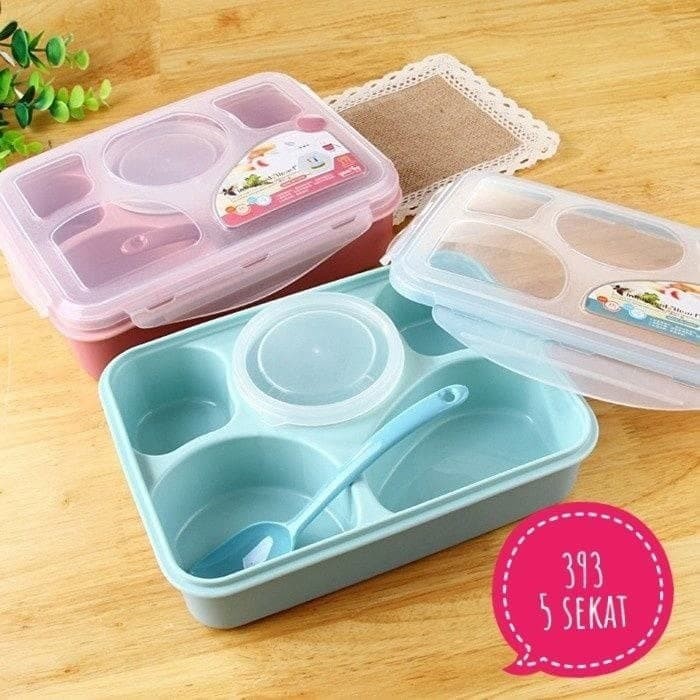 

[ITEM 393] LUNCH BOX YOOYEE Kotak Makan Sup 5 Sekat Bento - Biru