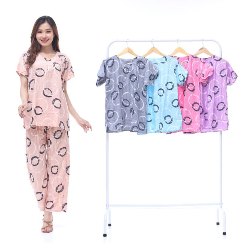 Setelan cp shepia baju tidur wanita dada kancing busui bahan rayon adem