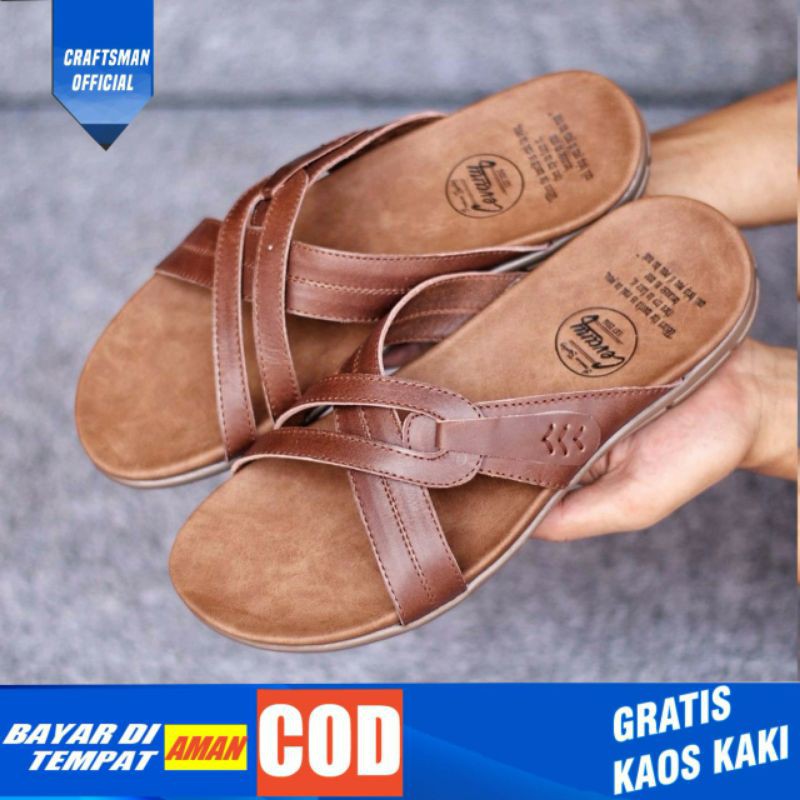 CRAFTS X LINK SANDAL KULIT PRIA BLACK BROWN SENDAL CASUAL PRIA