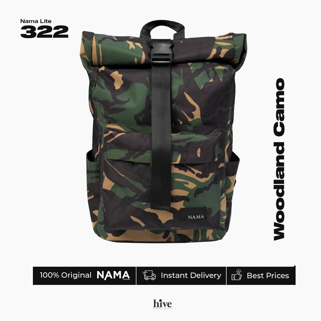 Tas Ransel NAMA Lite 322 Woodland Camo /Hijau Tentara Army Original Nama Studio Ready Stock Tas Pria
