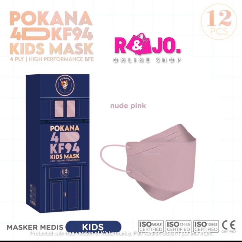 Pokana KF94 4D Kids Earloop Medical Mask isi 12 pcs