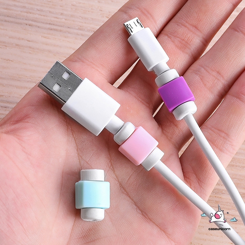 5pcs Simple Candy Color Pelindung Kabel Data / Charger USB untuk iPhone / Samsung