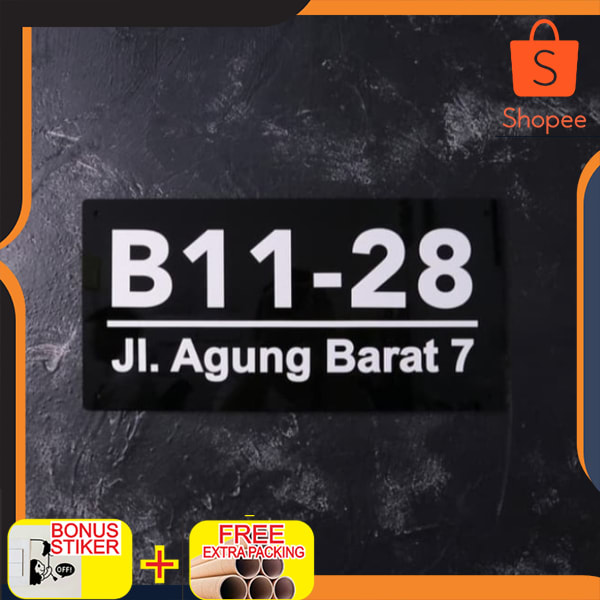 

nomor rumah acrylik Stiker Cuting & Timbul 30x15 - dasar hitam Stiker Cuting Elegan