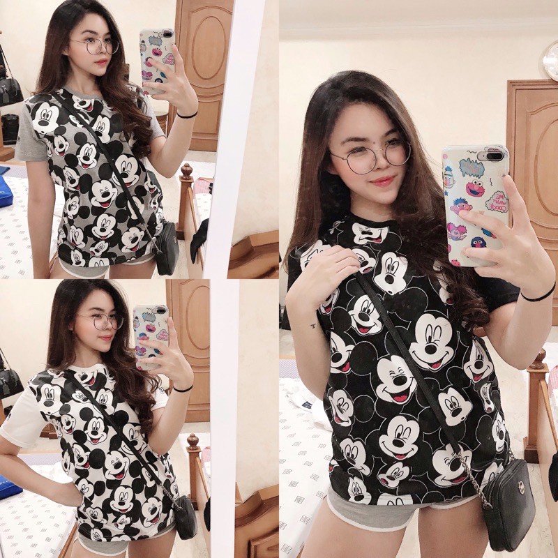  Kaos  Katun Wanita  Lucu  Atasan Baju Wanita  MICKEY FULL 