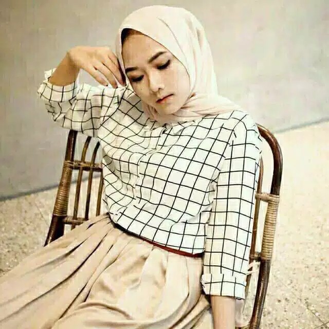 fanesafashion kemeja kotak wanita LD100 CM-1