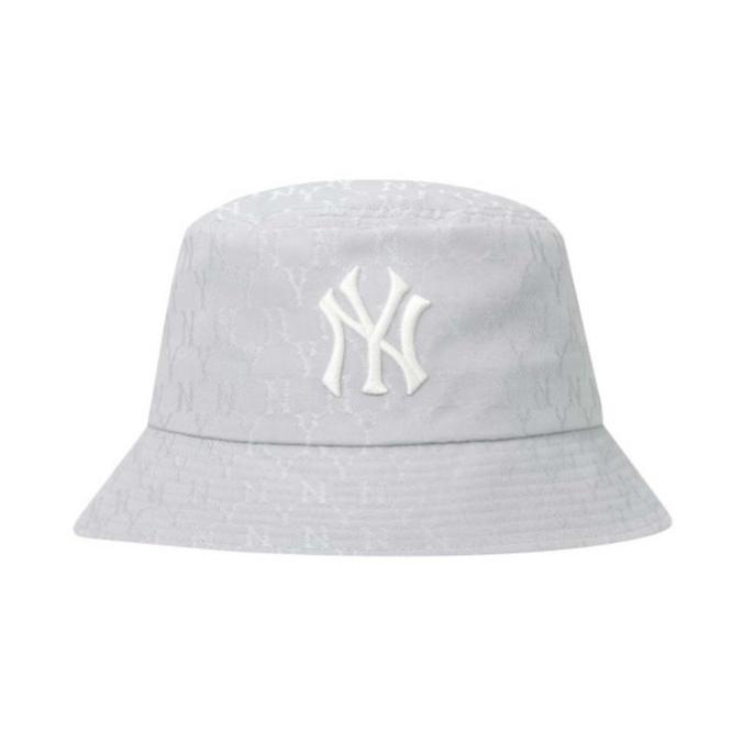 Promo Mlb Ny Yankees Monogram Jacquard Bucket Hat Grey 100% Authentic