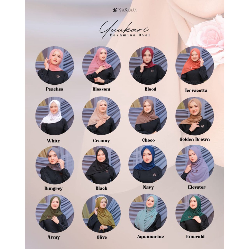 Pashmina Ceruty Babydoll / Hijab / Kerudung / Pashmina Oval Yuukari by Kukasih