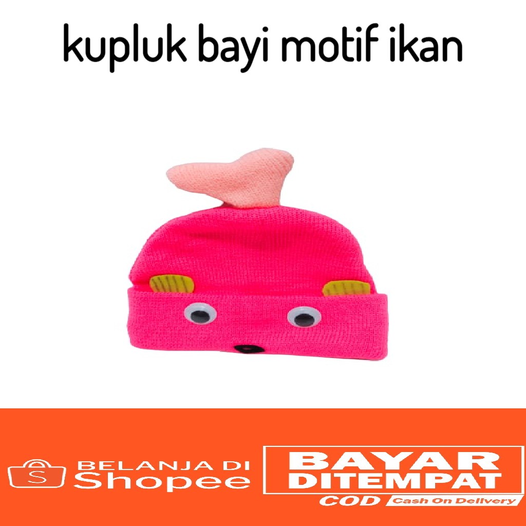 kupluk bayi motif ikan lucu imut baby hat rajut_PURANGSAKATO SHOP