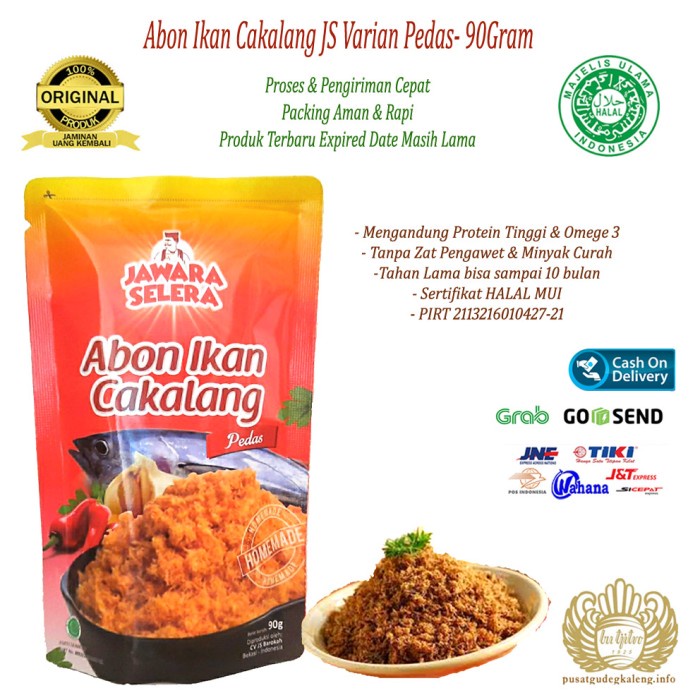 

ABON- ABON IKAN CAKALANG JS JAWARA SELERA - 90GRAM VARIAN PEDAS -MAKANAN-KERING.