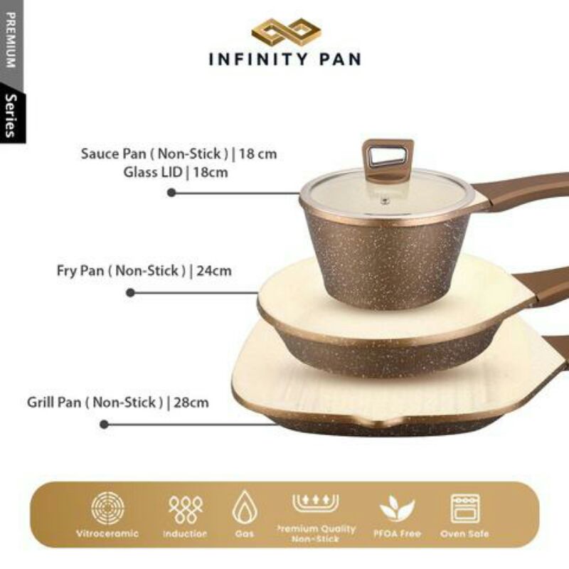 Infinity PAN 3+1 sets GOLD Die casting Original BOLDe