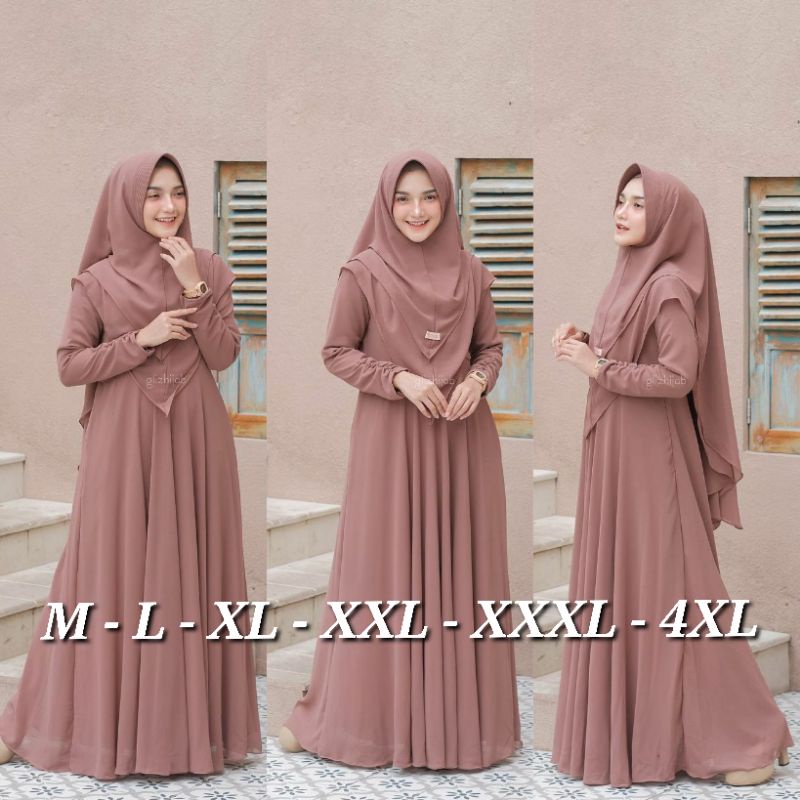 GAMIS SYARI JUMBO JILBAB 2 LAYER UKURAN M L XL XXL  XXXL 4XL GAMIS SET MURAH GAMIS BUSUI POLOS DRESS