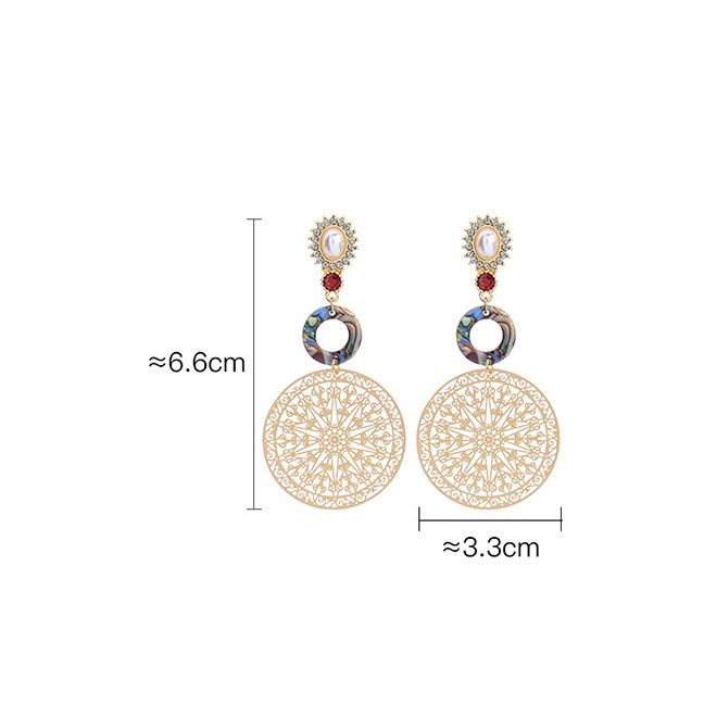 LRC Anting Tusuk Fashion Color Geometric Openwork Earrings F5785X