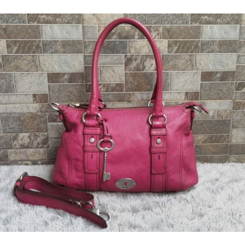 PRELOVED PL TAS BAG FOSSIL MADDOX SATCHEL CONVERTIBLE CONVERTIBEL TURNLOCK TURN LOCK KISSLOCK KISS L