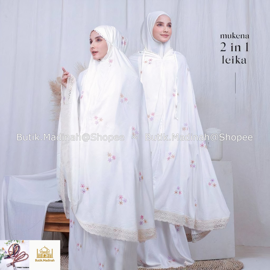 BUTIK.MADINAH MUKENA DEWASA LEIKA 2 IN 1, MUKENA TRAVEL SUPER PREMIUM