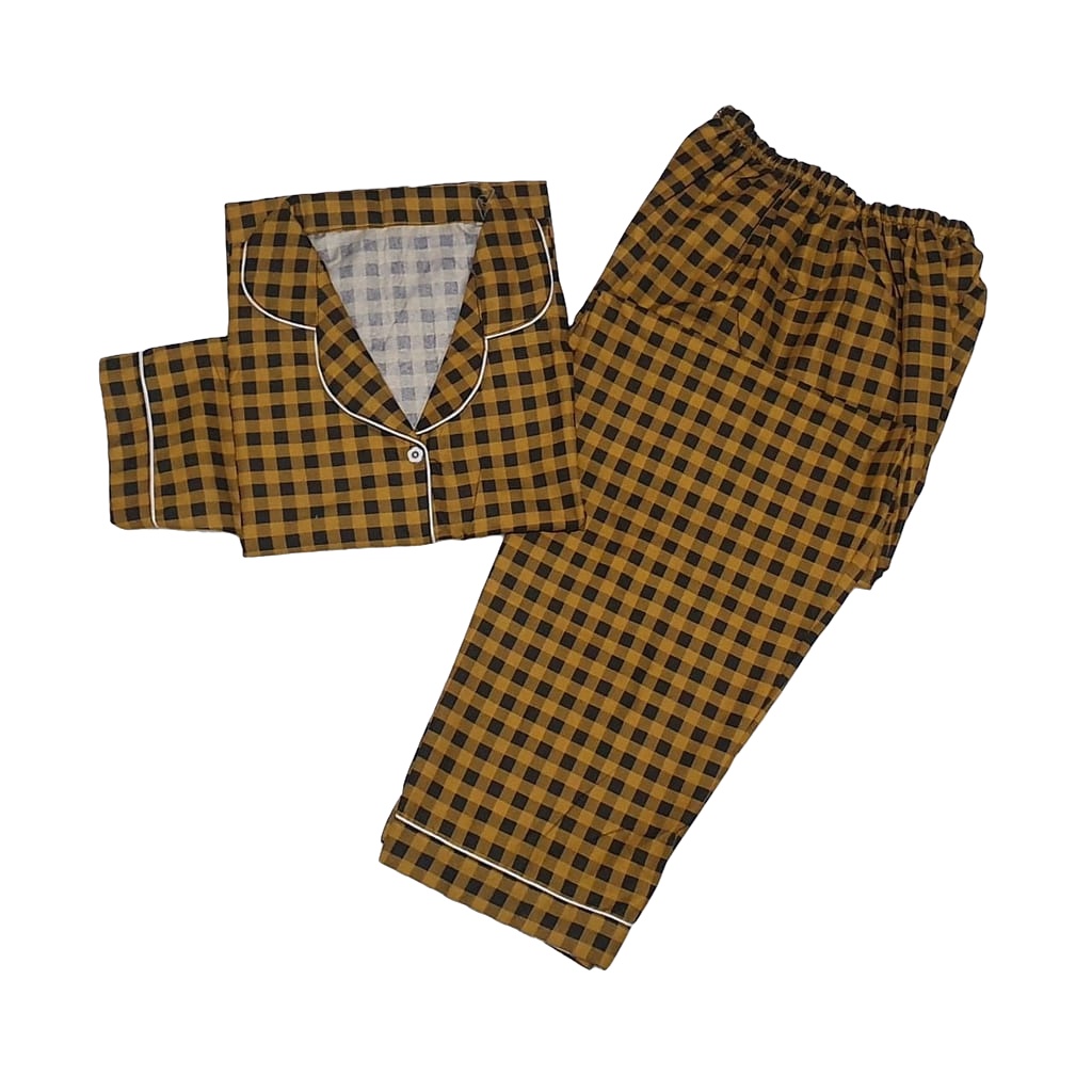 PIYAMA WANITA / BAJU TIDUR WANITA MOTIF LENGAN PANJANG MOTIF KOTAK PP-PP LUMINA YELLOW