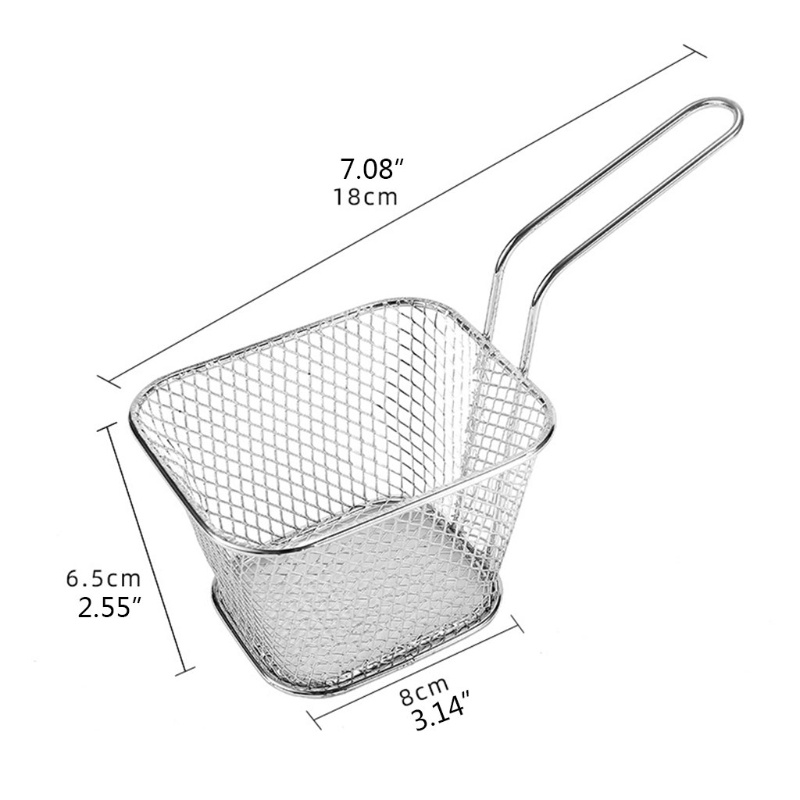 Keranjang Kentang Goreng Ayam Bentuk Persegi Panjang Bahan Stainless Steel