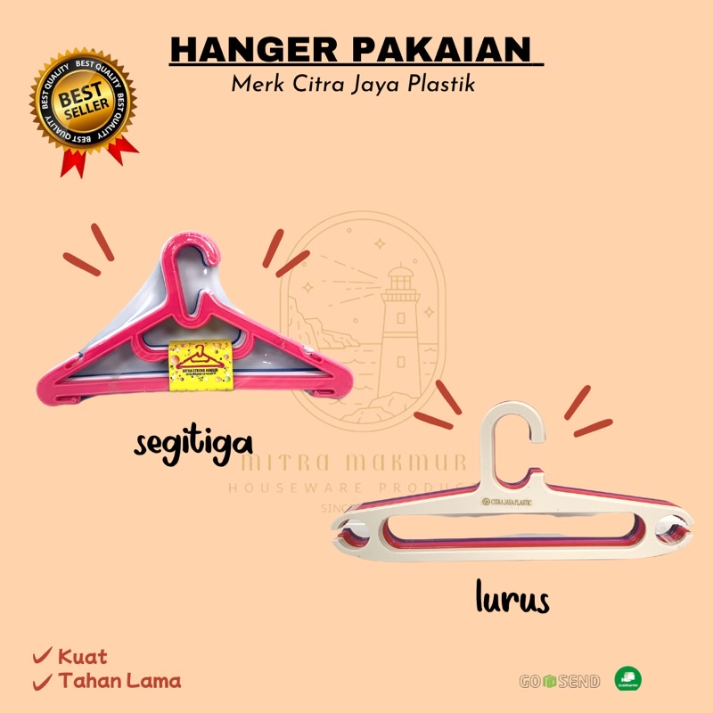 NEW!! HANGER PAKAIAN PLASTIK / GANTUNGAN BAJU PLASTIK CITRA ISI 12PC