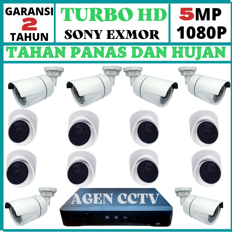 PAKET CCTV 16 CHANNEL 14 KAMERA 5MP 1080P TIRBO HD IR SONY EXMOR