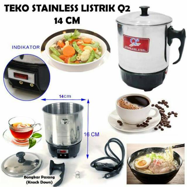 Mug Teko Elektrik Q2 14 cm - Alat Masak Listrik Praktis